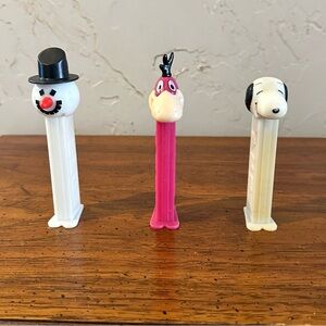 Set of 3 PEZ Dispensers- Snowman Dino Snoopy